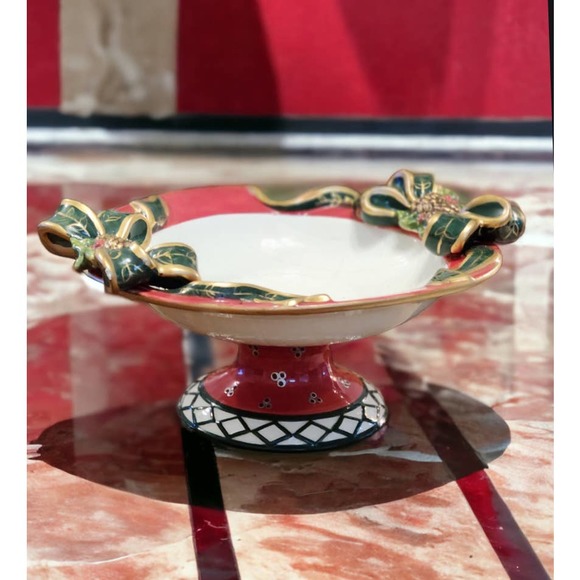 JC Penny Home Holiday Ribbon Ceramic Bowl - Picture 3 of 7